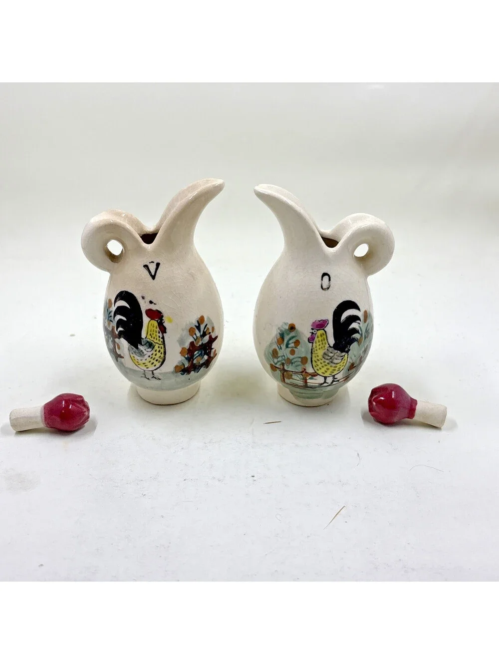 Vtg Ceramic Art Donkey Wagon Cart Condiment Caddy Figurine Rooster Farmhouse